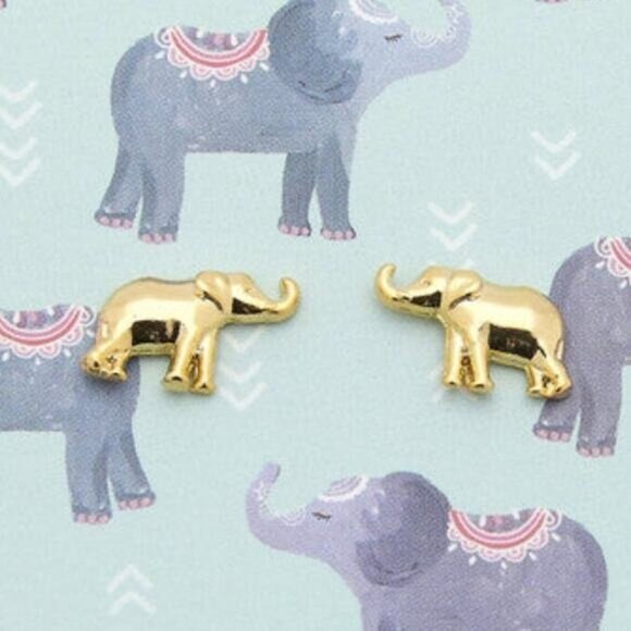 Foxy Originals - Adorable Dainty Elephant Earrings 14k gold plated - Picture 4 of 7